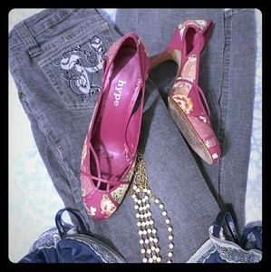 Hype pink floral heels